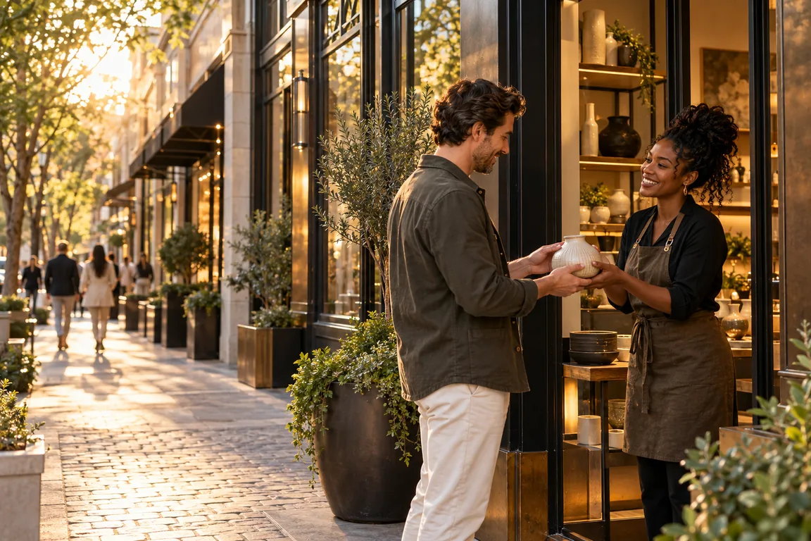 A warm neighborhood shopping street and community exchange